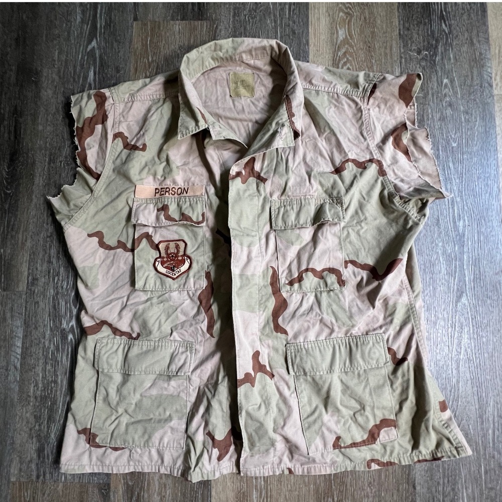 Military Desert Camo Vest Mens XL Regular Tan 3-Color Coffee Stain USCENTAF DIY
